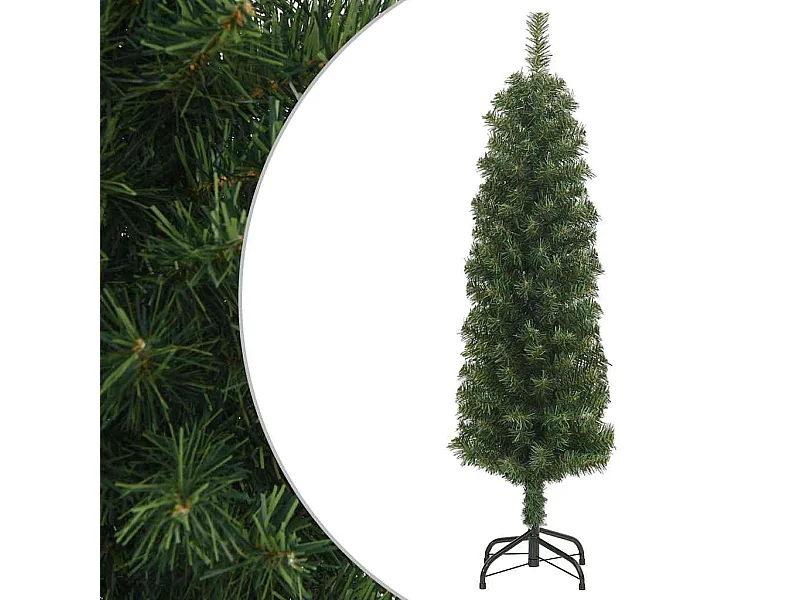 Albero di Natale artificiale sottile con supporto verde 120 cm PVC