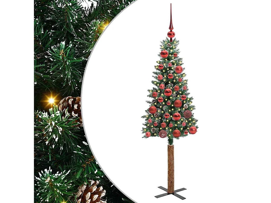 Albero di Natale sottile con 150 LED Verde e bianco 150 cm