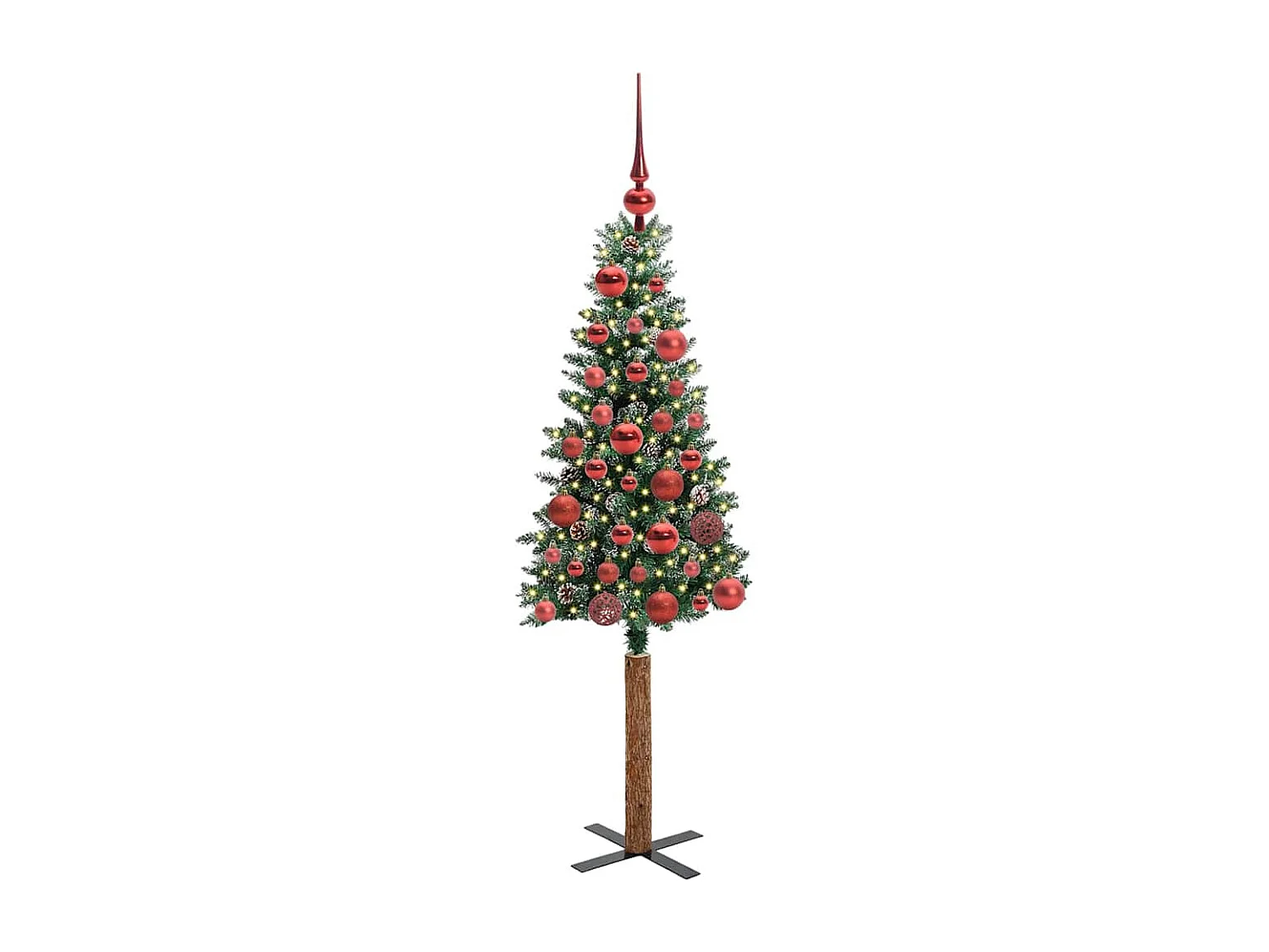 Albero di Natale sottile con 150 LED Verde e bianco 150 cm
