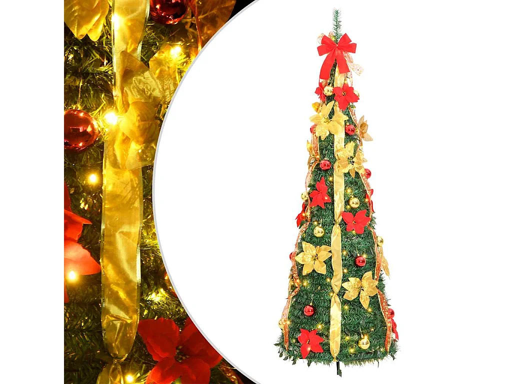 Sapin de Noël artificiel escamotable 100 LED vert 150 cm