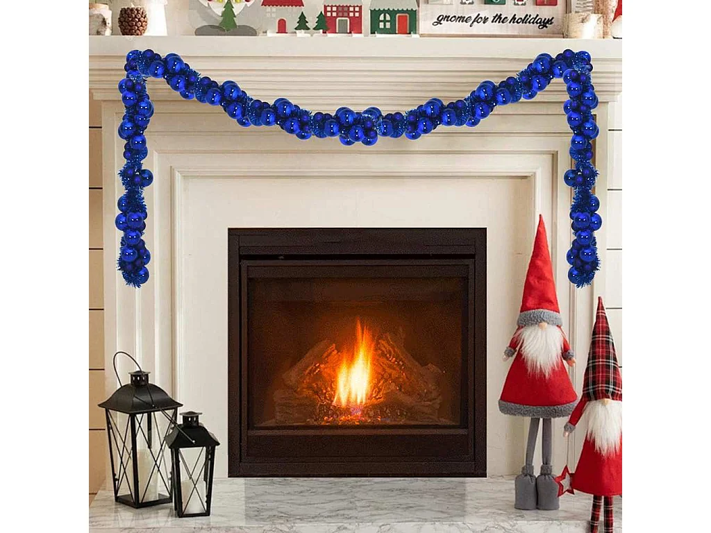 Guirlande de Boules de Noël Bleu 186 cm Polystyrène
