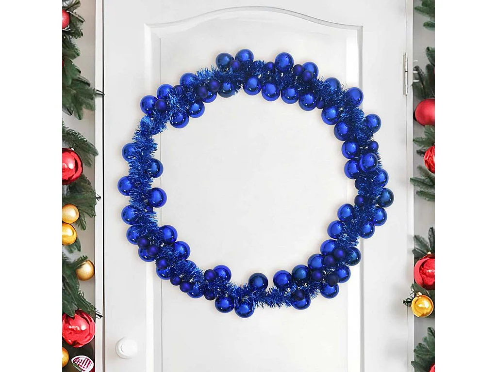 Guirlande de Boules de Noël Bleu 186 cm Polystyrène