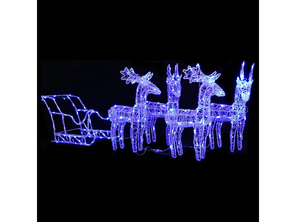 Décoration de Noël Rennes et traîneau 280x28x55 cm Acrylique