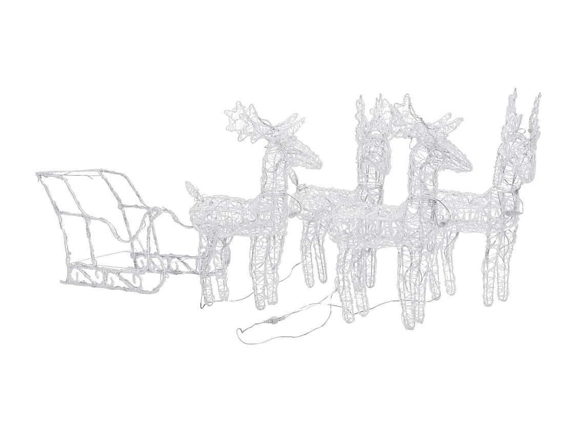 Décoration de Noël Rennes et traîneau 280x28x55 cm Acrylique