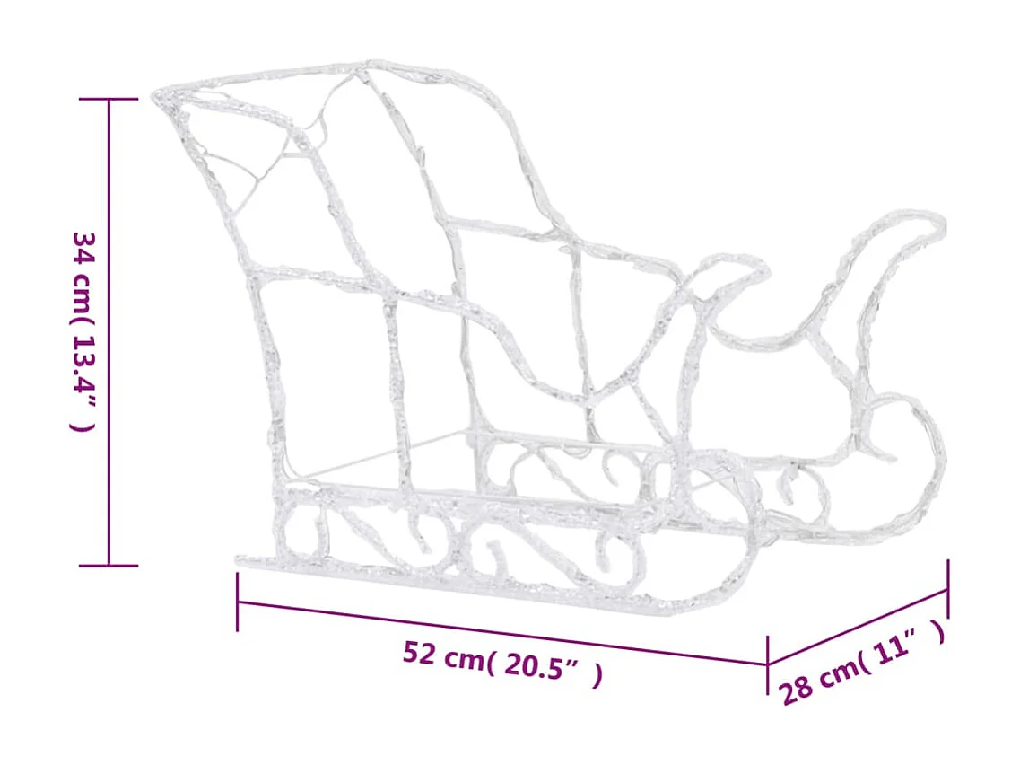 Decorazione natalizia Renna e slitta 280x28x55 cm Acrilico