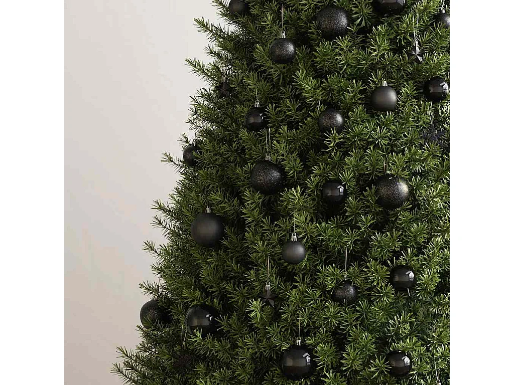 Ensemble de boules de Noël 111 pièces noir polystyrène