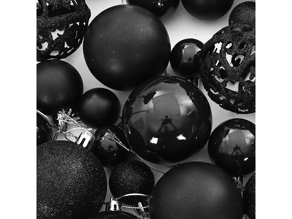Ensemble de boules de Noël 111 pièces noir polystyrène