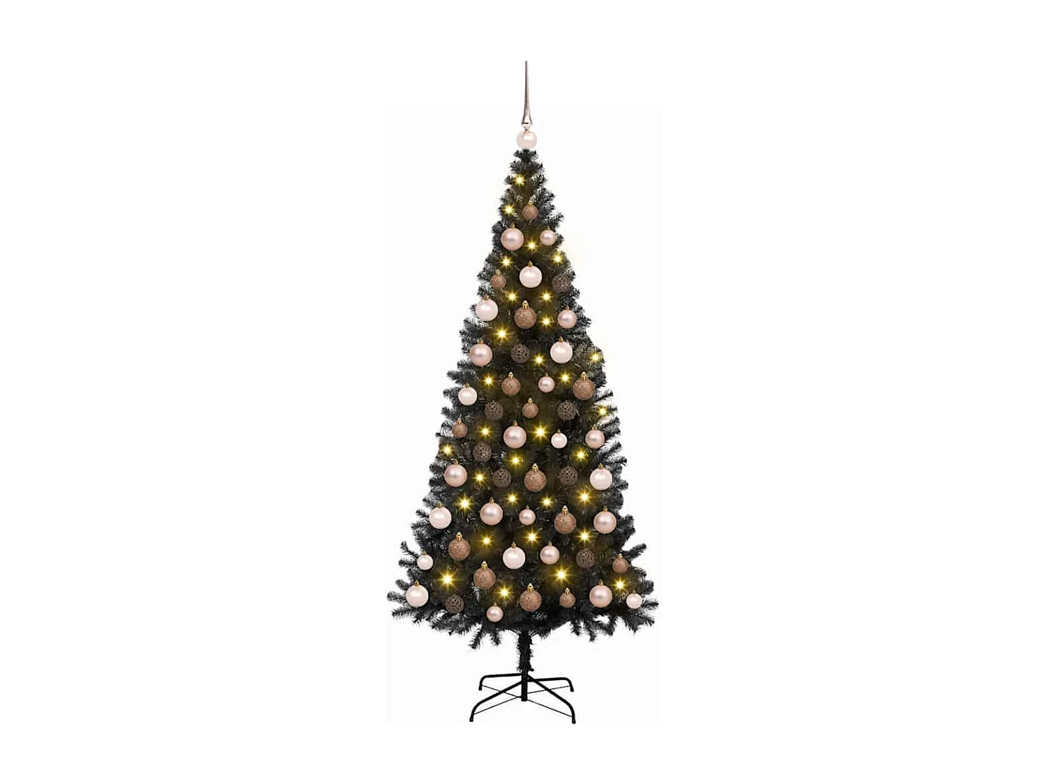Sapin de Noël avec 300 LED avec support Noir 180 cm PVC