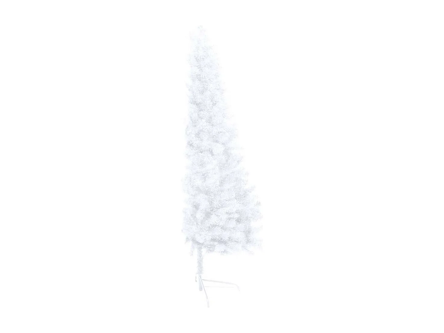 Demi-arbre de Noël artificiel pré-éclairé et boules blanc 210cm