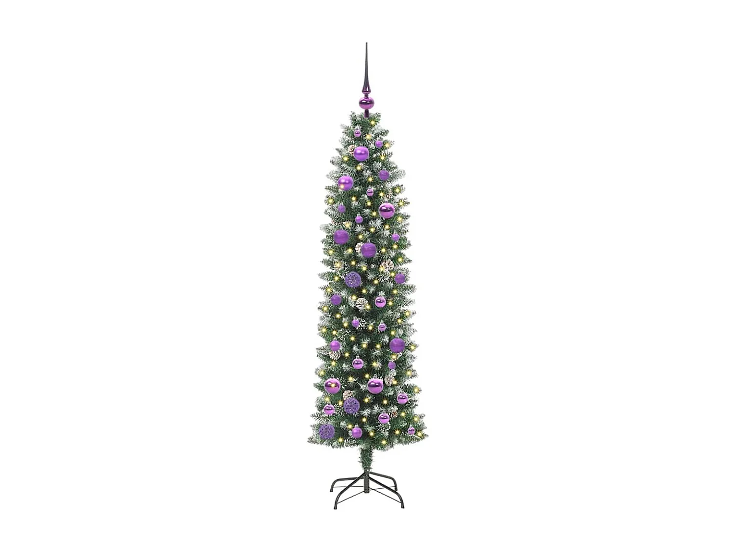 Slanke kunstkerstboom met 150 LED's Groen en wit 150 cm