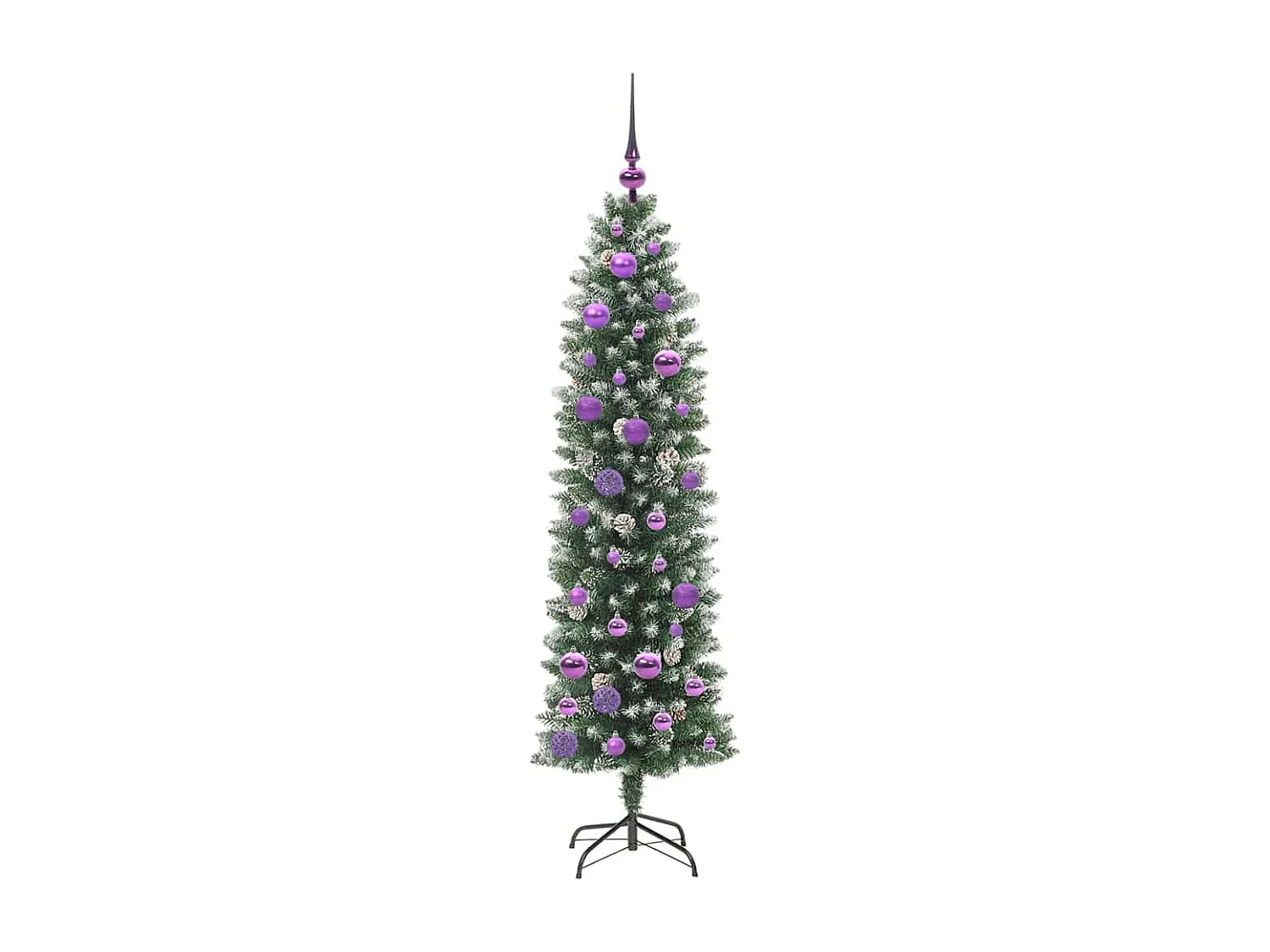 Slanke kunstkerstboom met 150 LED's Groen en wit 150 cm