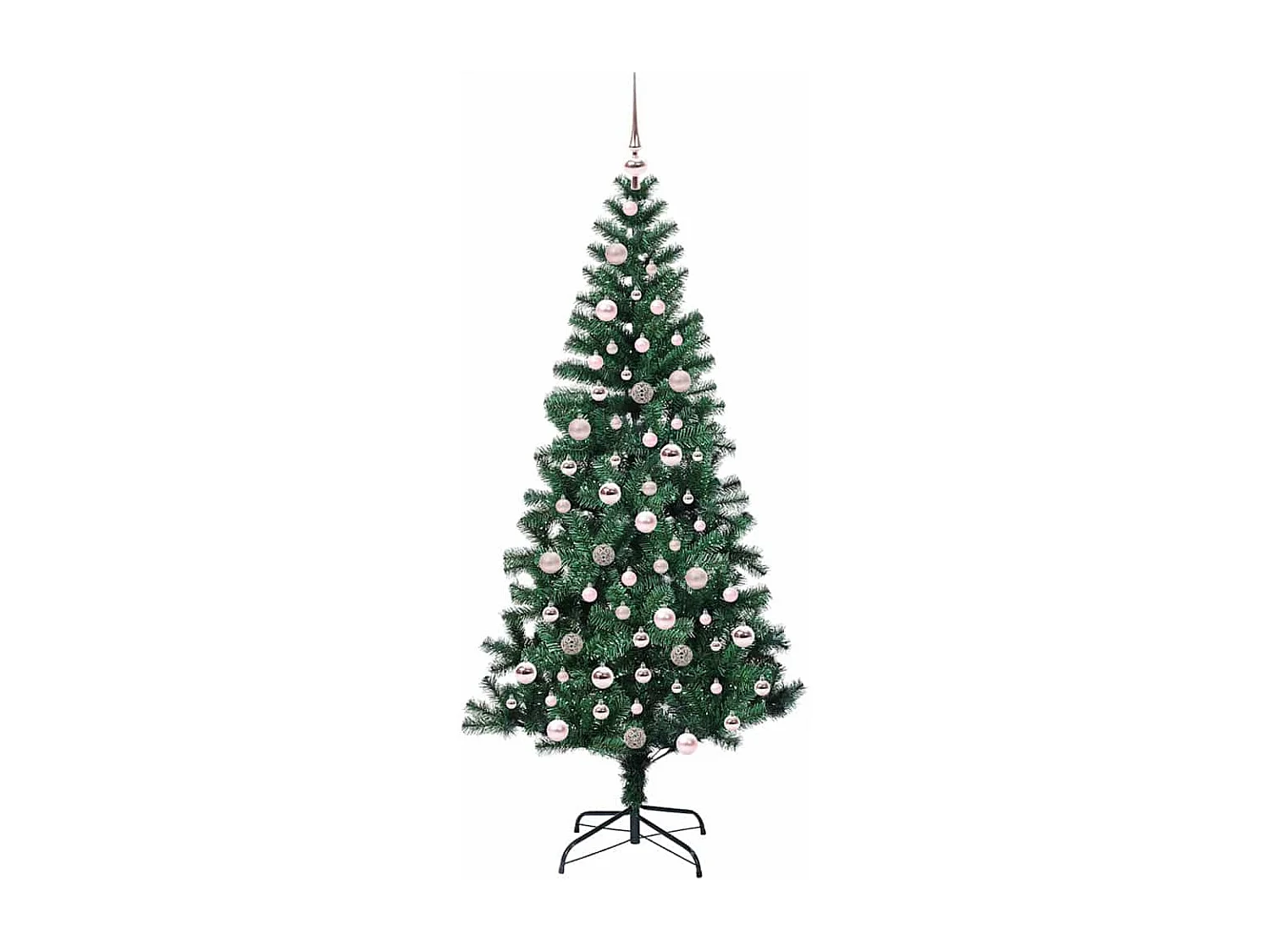 Voorverlichte kunstkerstboom groen 210 cm PVC en metaal