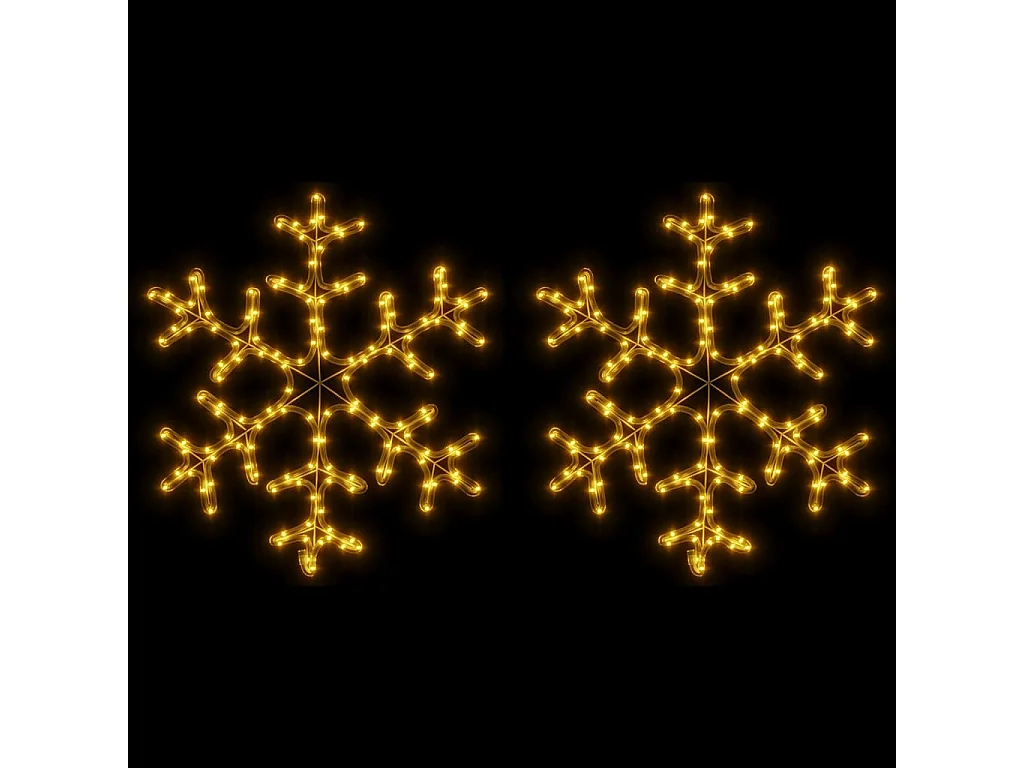 Flocons de neige de Noël avec LED 2 pcs Blanc chaud 59x59 cm