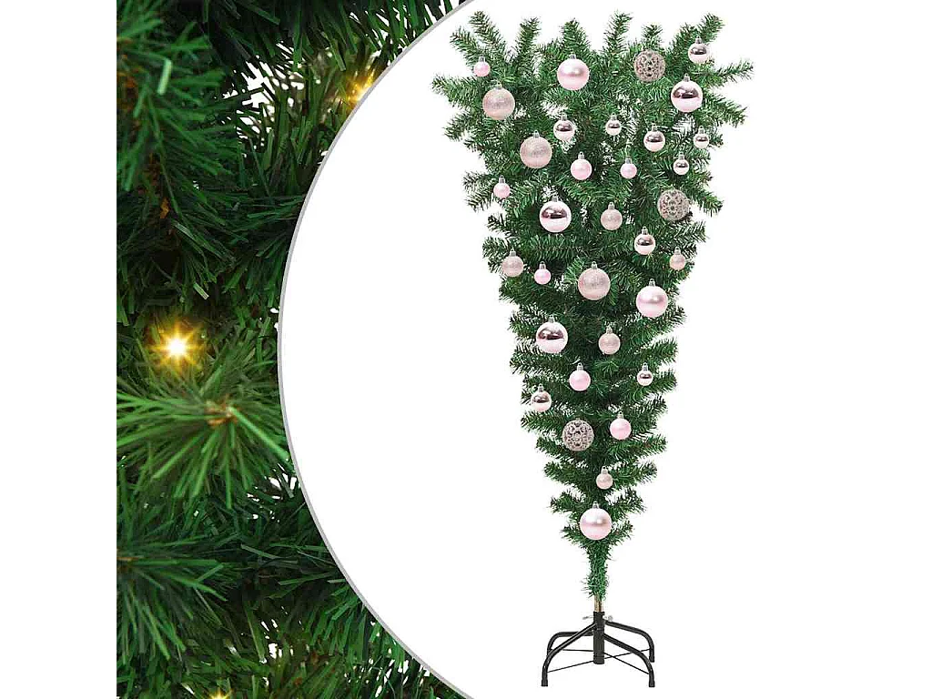 Arbre de Noël artificiel pré-éclairé à l'envers avec ensemble de boules