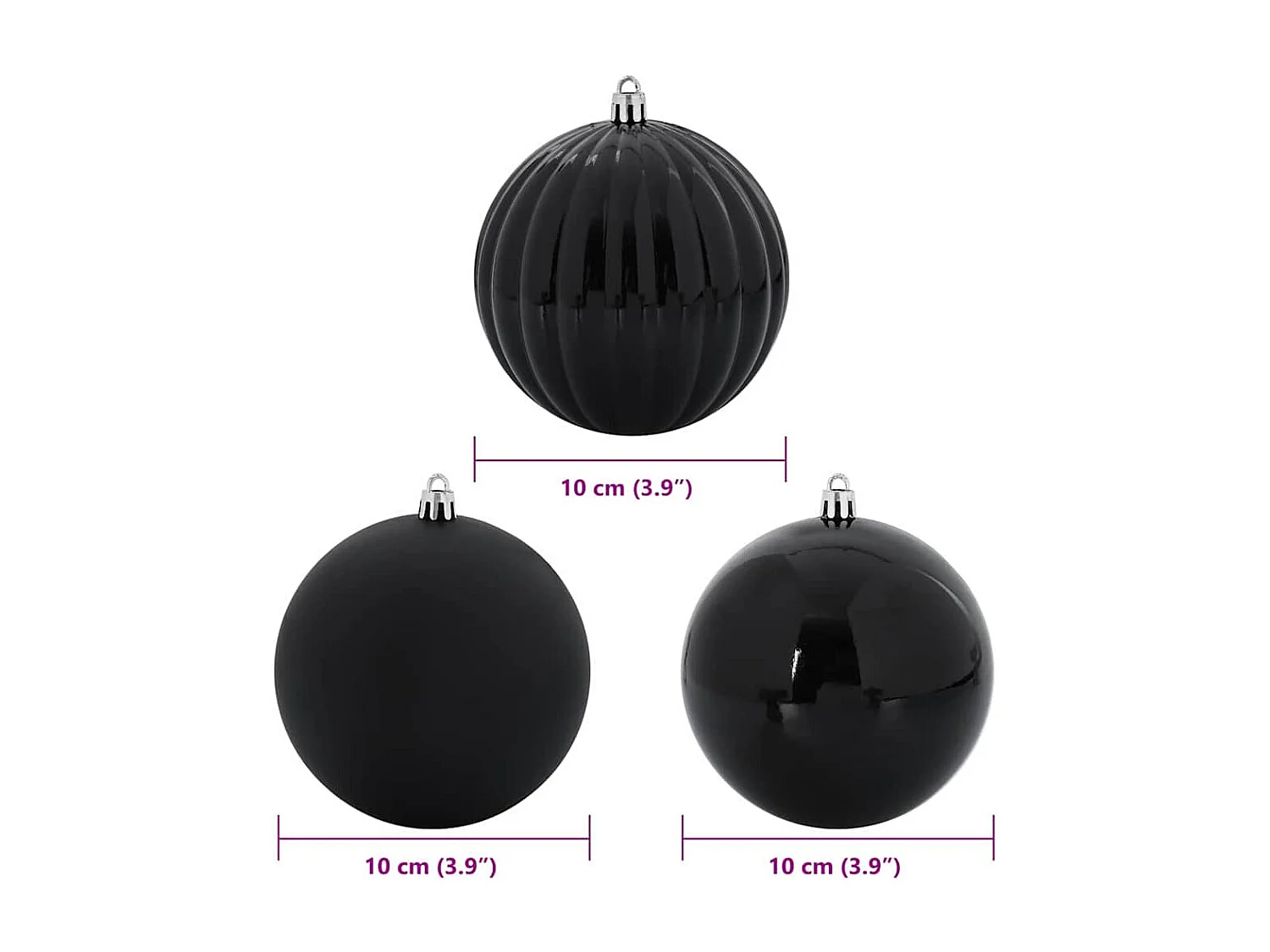Ensemble de Boules de Noël 15 pcs Noir