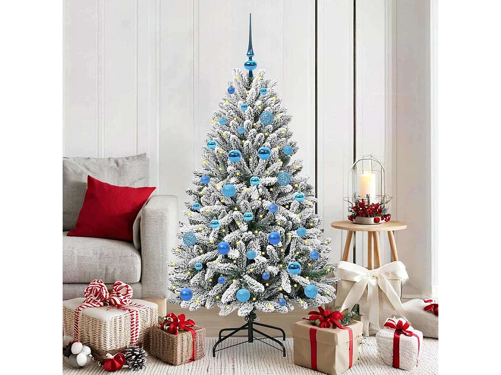 Sapin de Noël artificiel Vert et blanc 150 cm PVC et métal