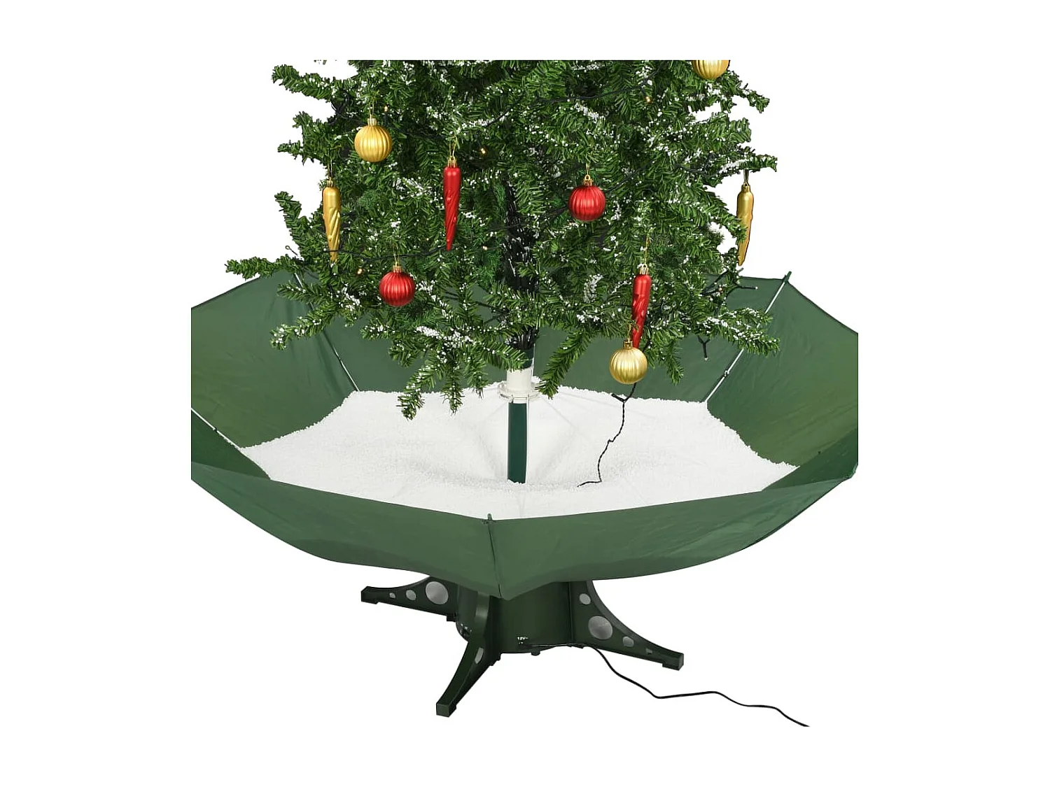 Arbre de Noël neigeux avec base de parapluie Vert 190 cm