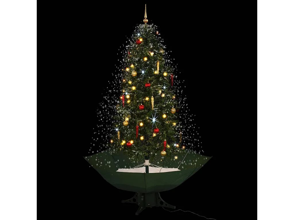 Albero di Natale innevato con base a ombrello verde 190 cm