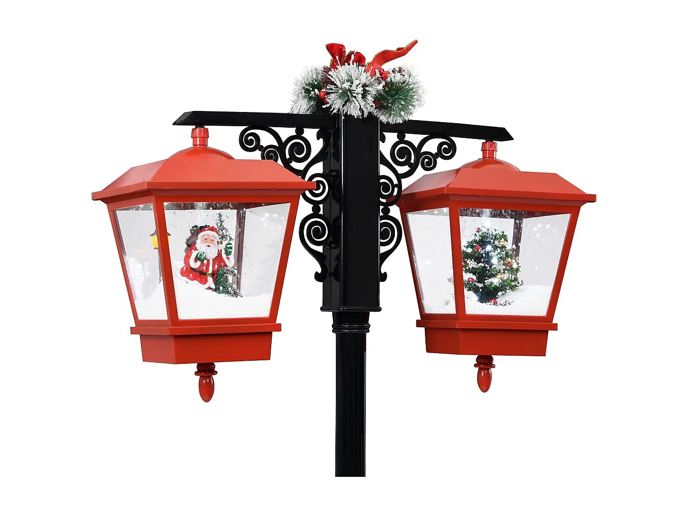 Lampadaire de Noël avec Père Noël Noir et rouge 81x40x188cm PVC
