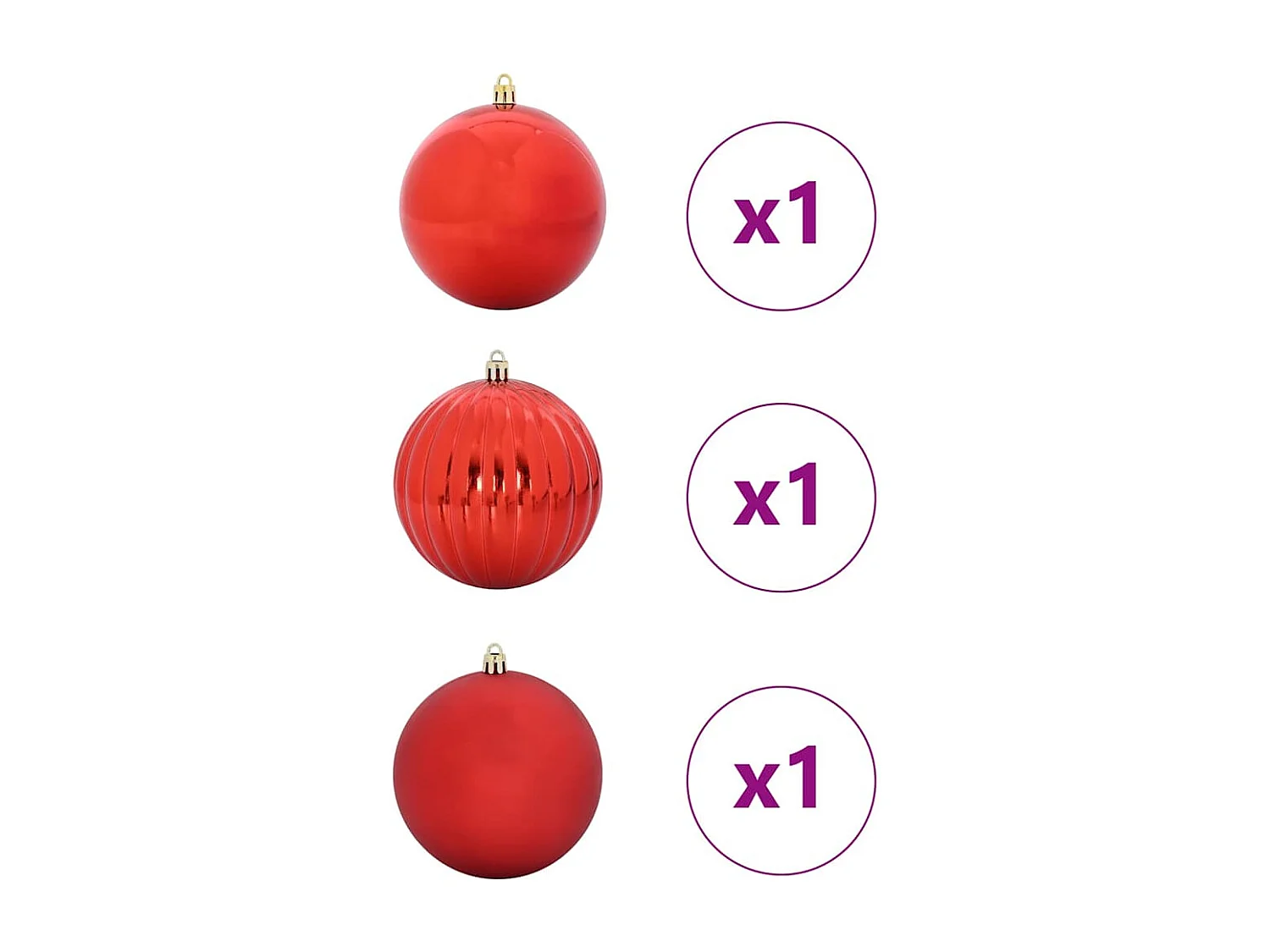 Ensemble de Boules de Noël 3 pcs Rouge