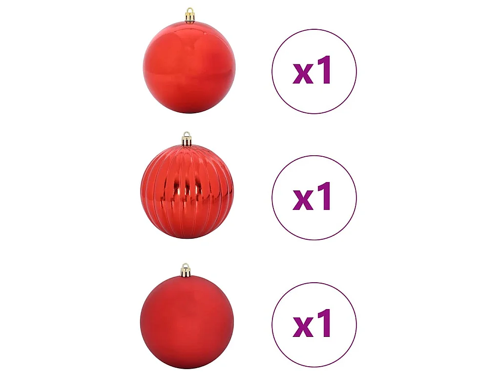 Ensemble de Boules de Noël 3 pcs Rouge