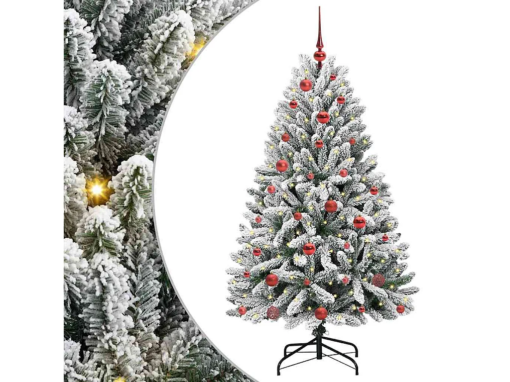 Künstlicher Weihnachtsbaum Grün und Weiß 150 cm PVC und Metall