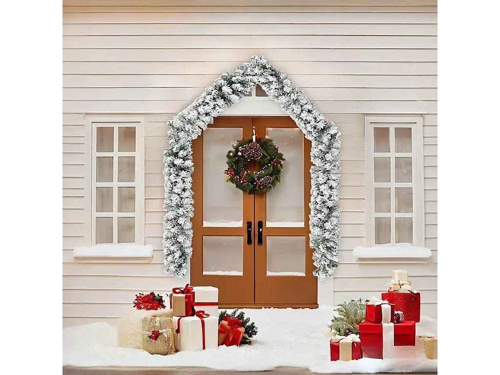 Guirlande de Noël avec neige floquée Vert 5 m PVC