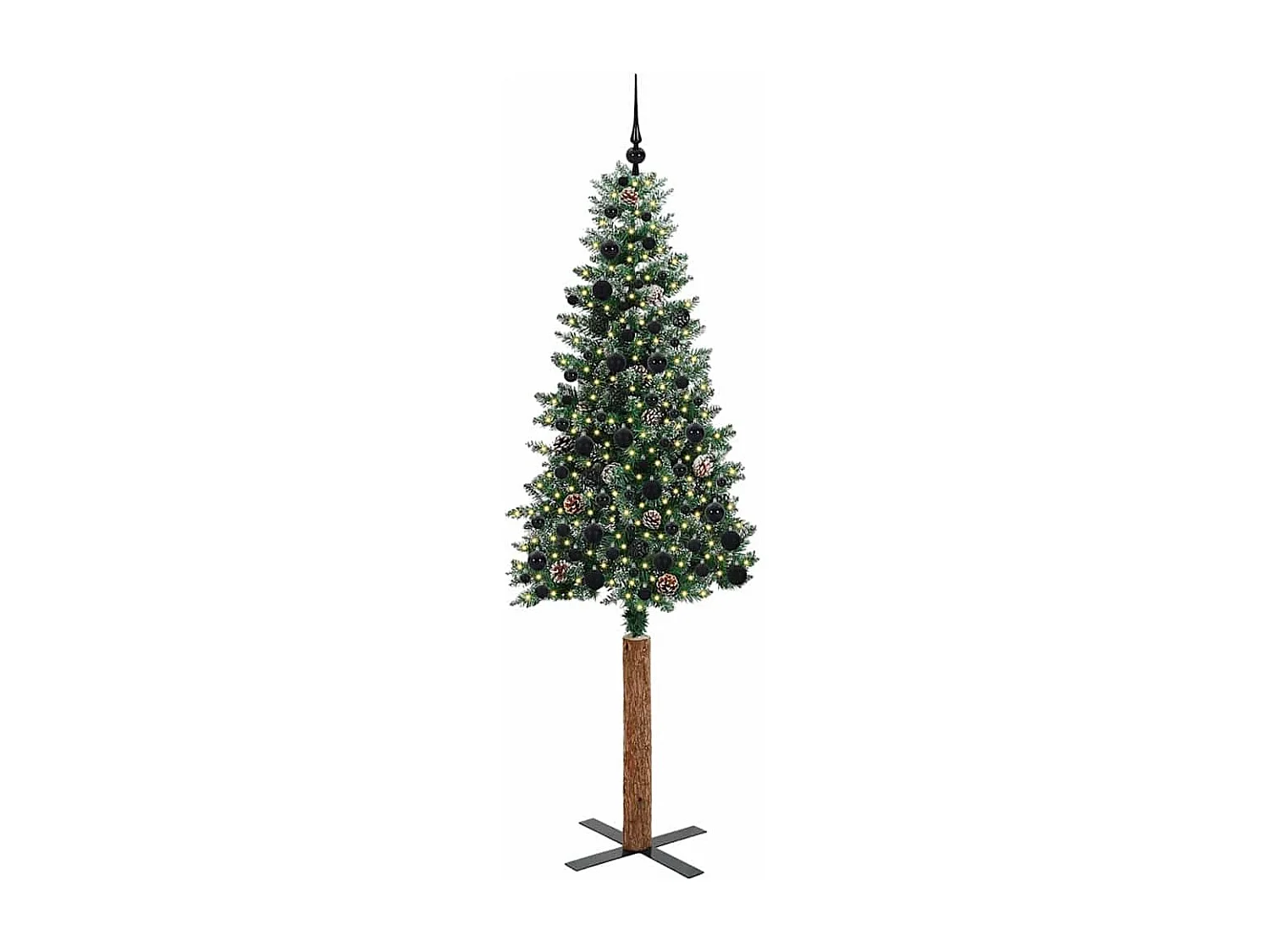 Albero di Natale sottile con 300 LED verde e bianco 210 cm