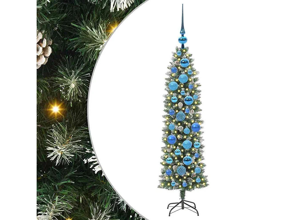 Arbre de Noël artificiel slim avec 150 LED Vert et blanc 120 cm