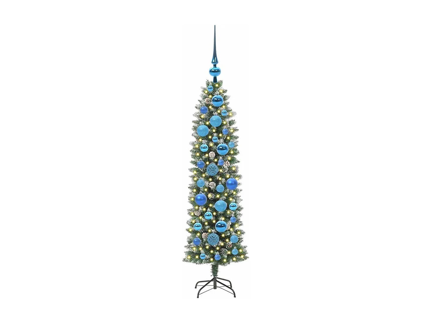Arbre de Noël artificiel slim avec 150 LED Vert et blanc 120 cm