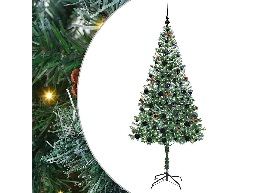 Künstlicher Weihnachtsbaum mit 300 LEDs Grün 180 cm PVC und Stahl