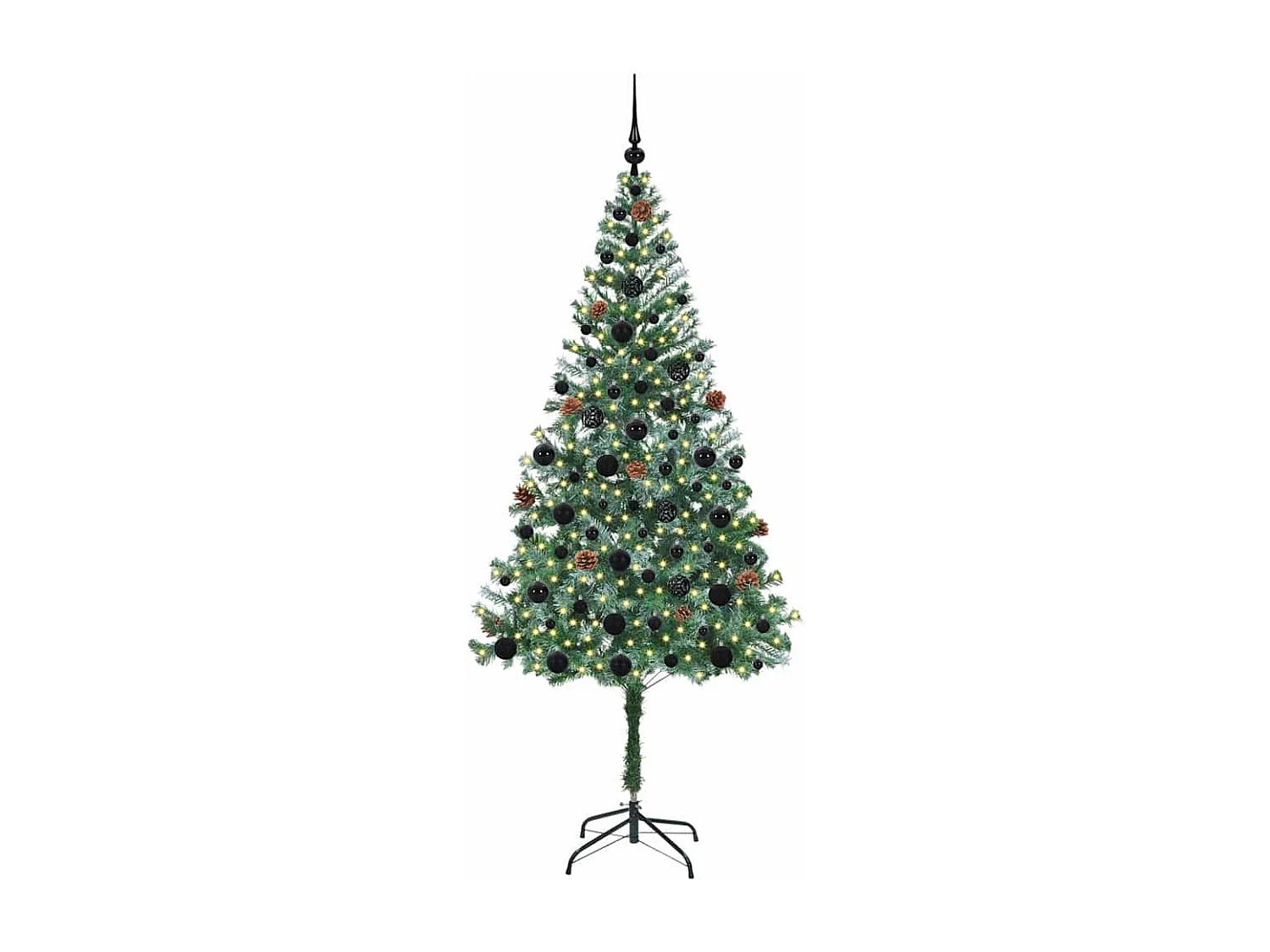 Künstlicher Weihnachtsbaum mit 300 LEDs Grün 180 cm PVC und Stahl