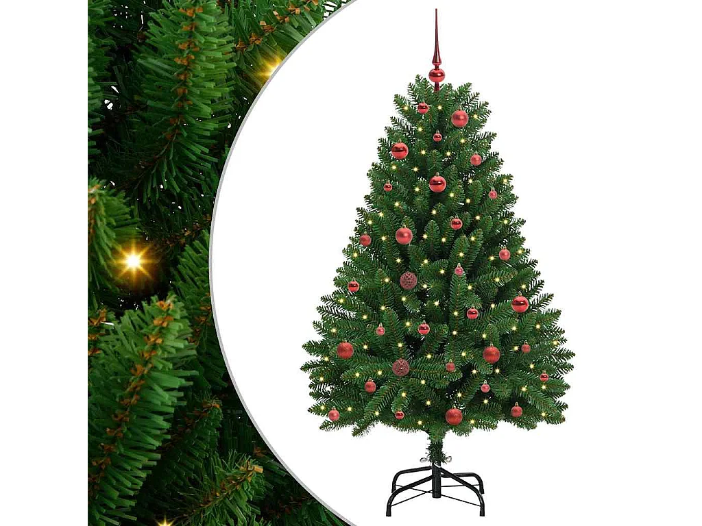 Albero di Natale artificiale con 150 LED Verde 150 cm PVC e metallo