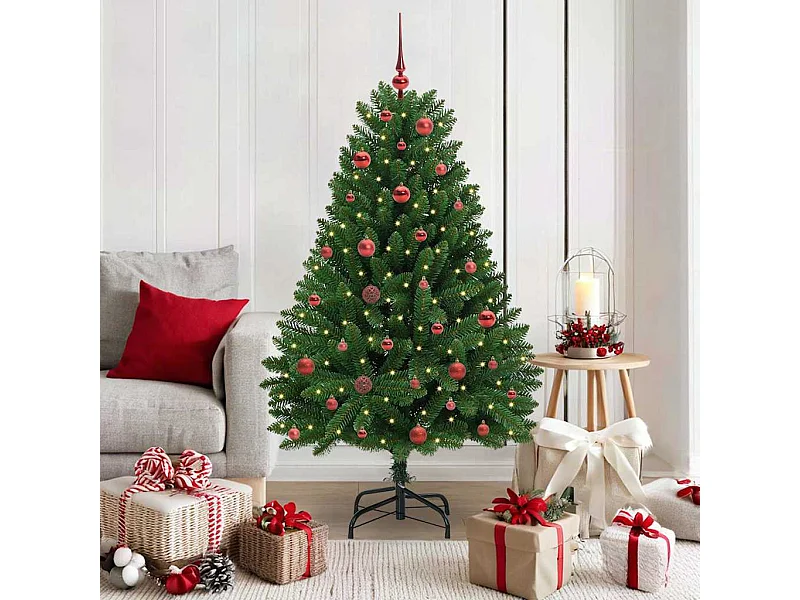 Albero di Natale artificiale con 150 LED Verde 150 cm PVC e metallo