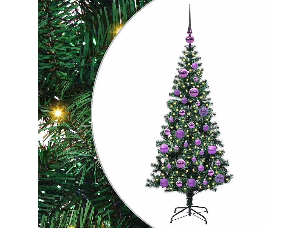 Voorverlichte kunstkerstboom groen 120 cm PVC en metaal
