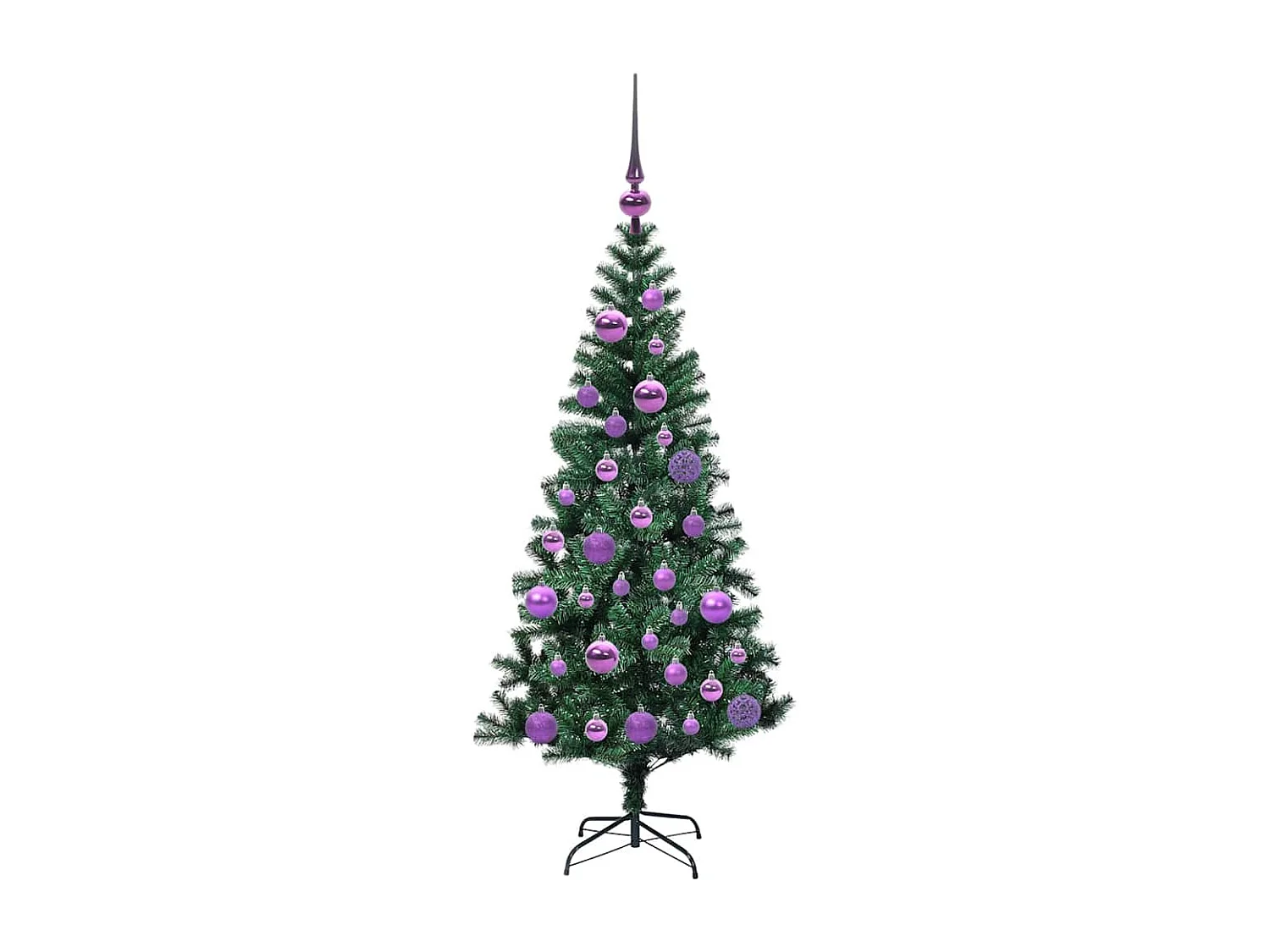 Voorverlichte kunstkerstboom groen 120 cm PVC en metaal