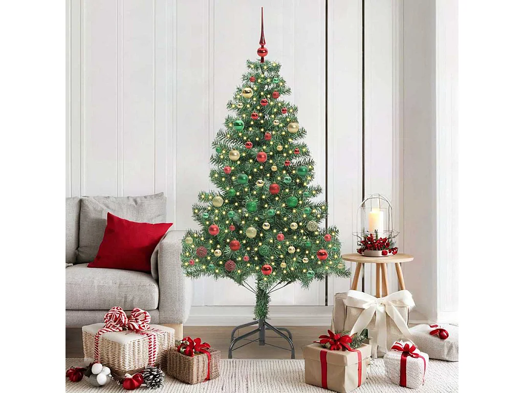 Sapin de Noël avec 300 LED avec support Vert 180 cm PVC