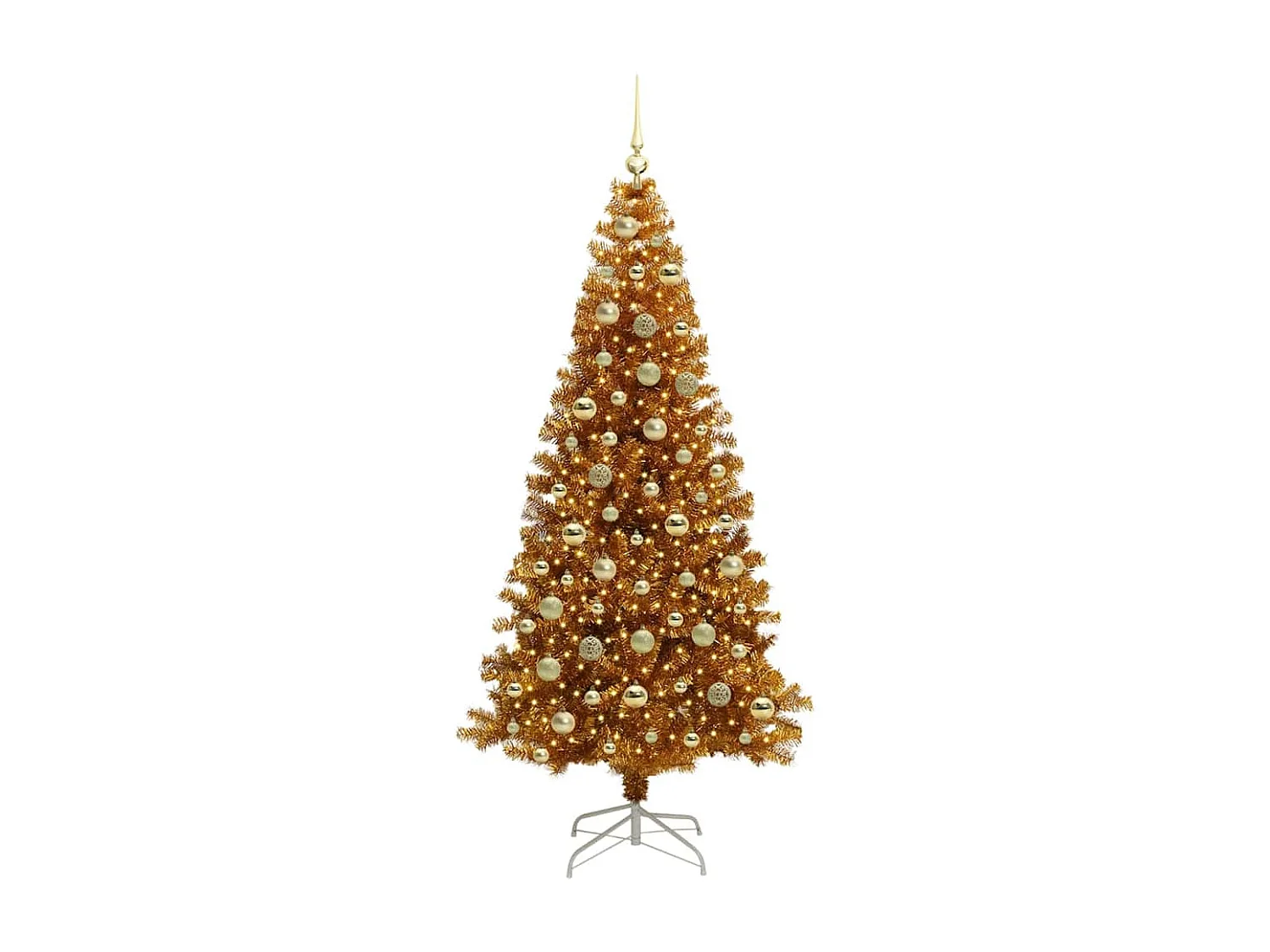 Weihnachtsbaum mit 300 LEDs mit Ständer Gold 210 cm PET