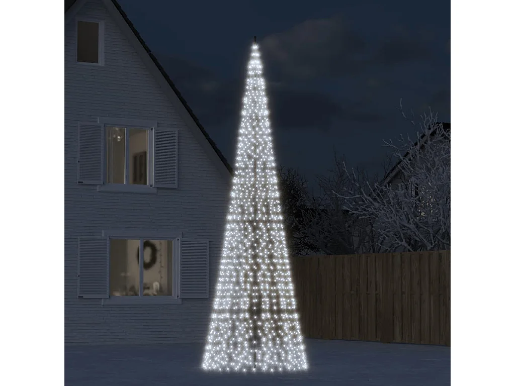Albero di Natale a LED su asta portabandiera 1534 LED bianchi 500 cm