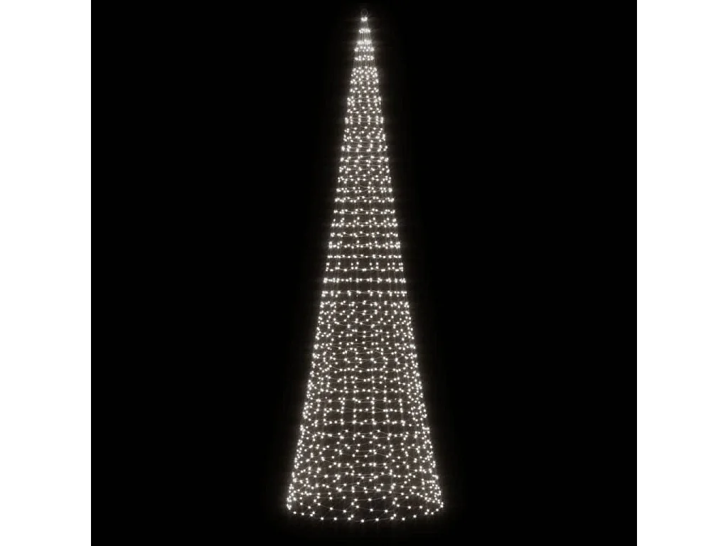 Albero di Natale a LED su asta portabandiera 1534 LED bianchi 500 cm