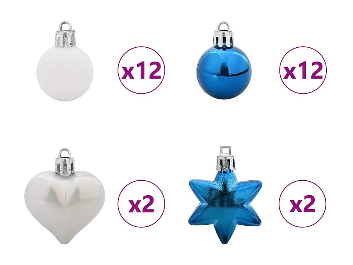 Ensemble de Boules de Noël 40 pcs Bleu et Blanc