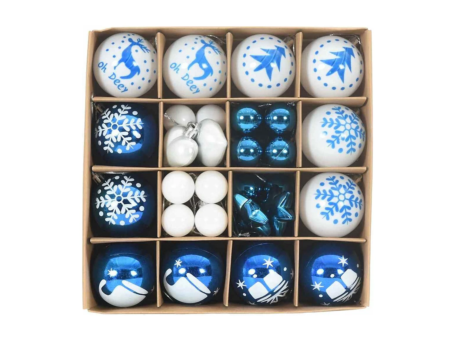 Ensemble de Boules de Noël 40 pcs Bleu et Blanc