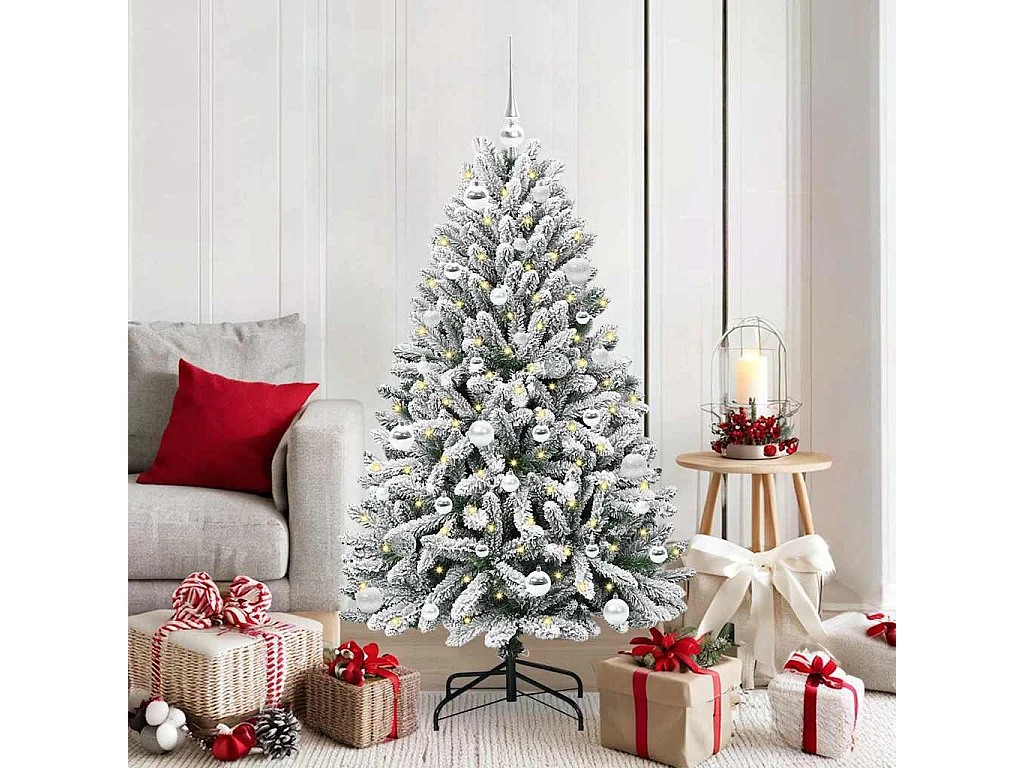 Albero di Natale artificiale Verde e bianco 150 cm PVC e metallo