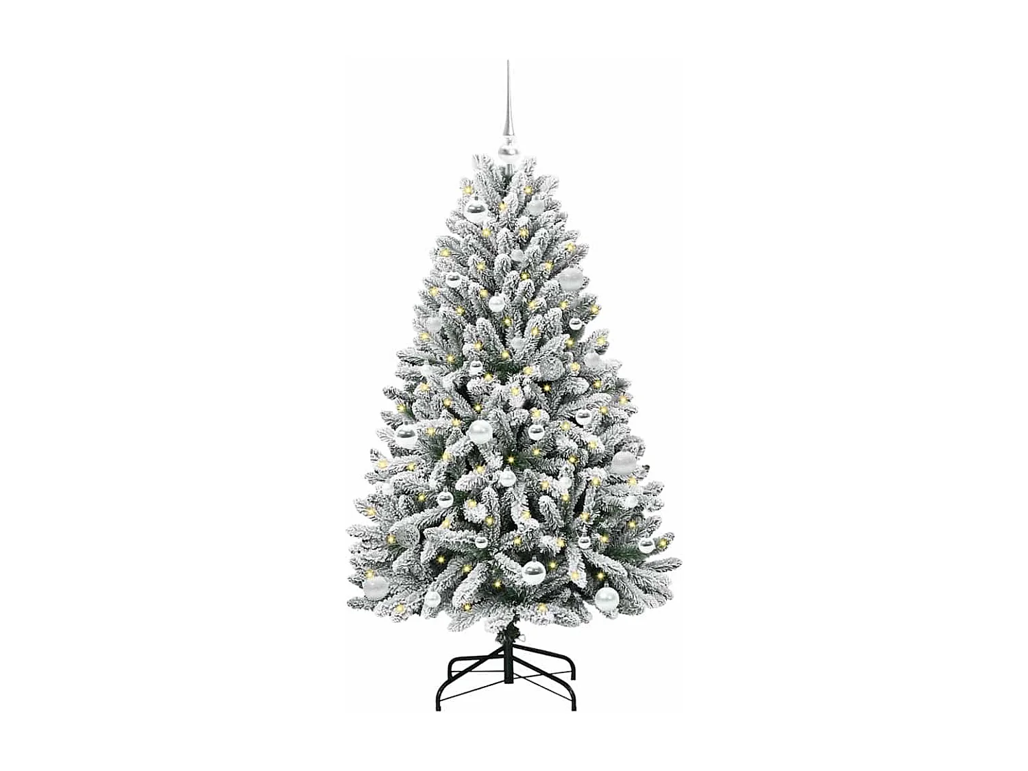Albero di Natale artificiale Verde e bianco 150 cm PVC e metallo