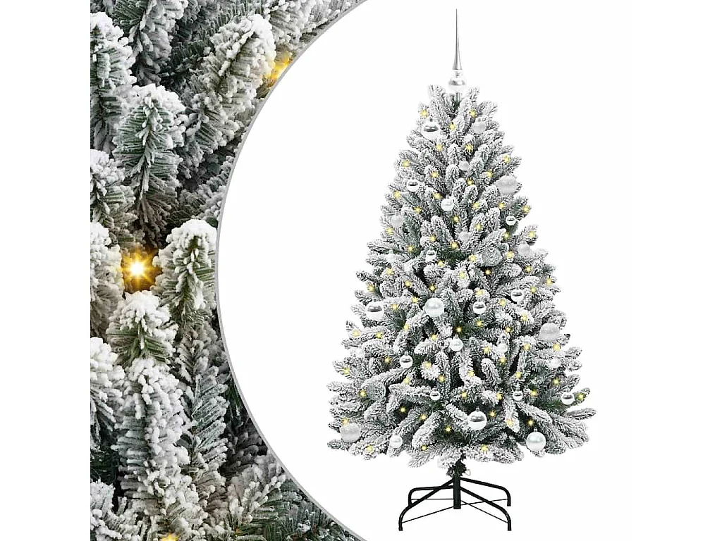 Albero di Natale artificiale Verde e bianco 150 cm PVC e metallo