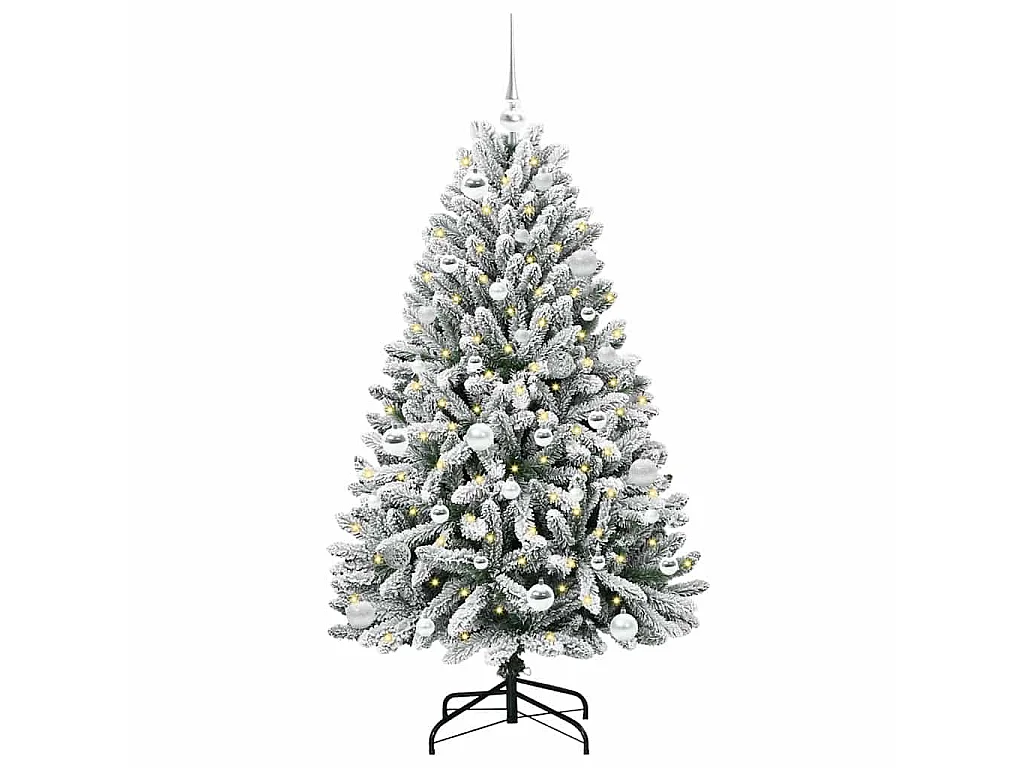 Albero di Natale artificiale Verde e bianco 150 cm PVC e metallo
