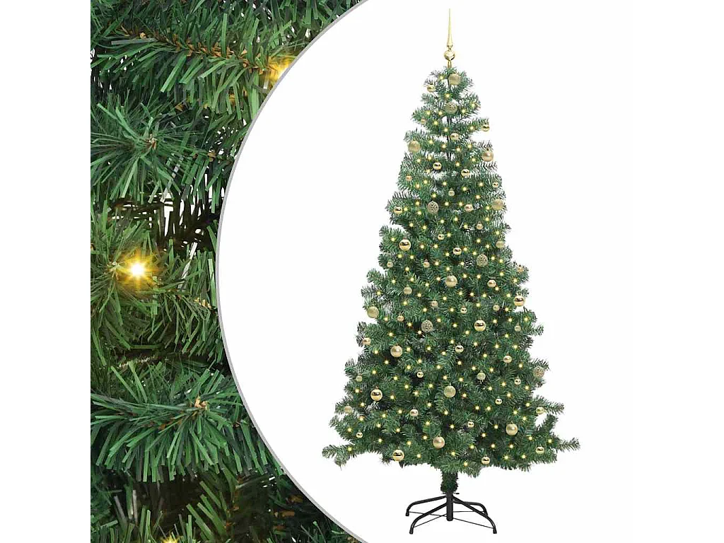 Sapin de Noël avec 300 LED avec support Vert 240 cm PVC