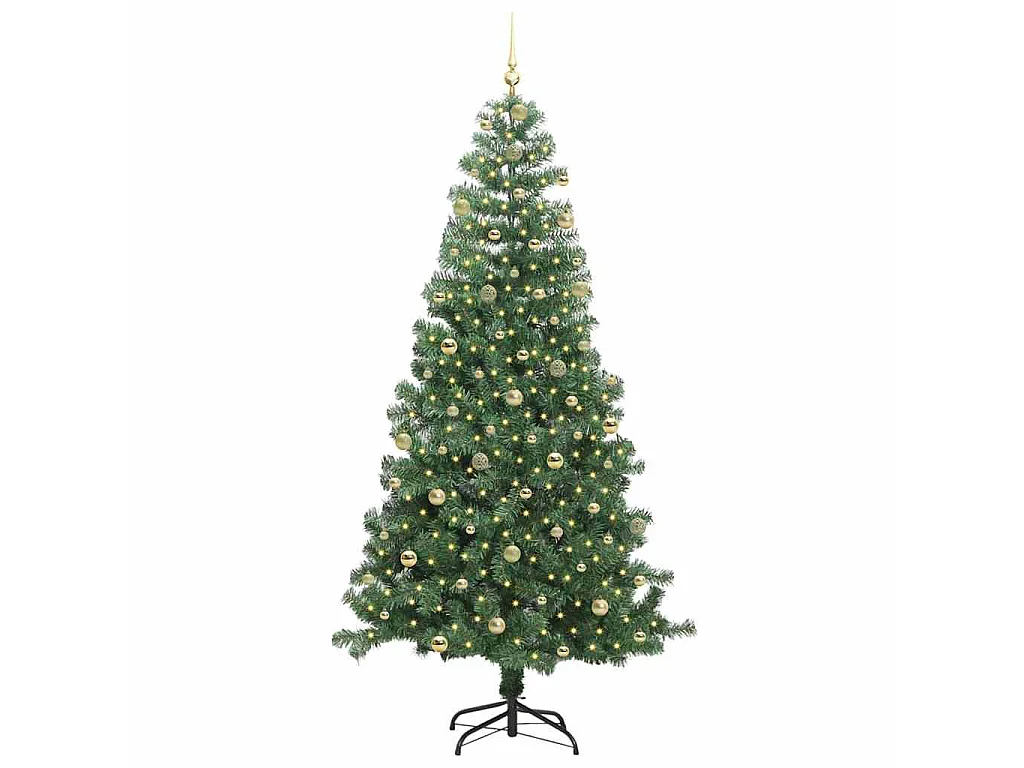 Sapin de Noël avec 300 LED avec support Vert 240 cm PVC