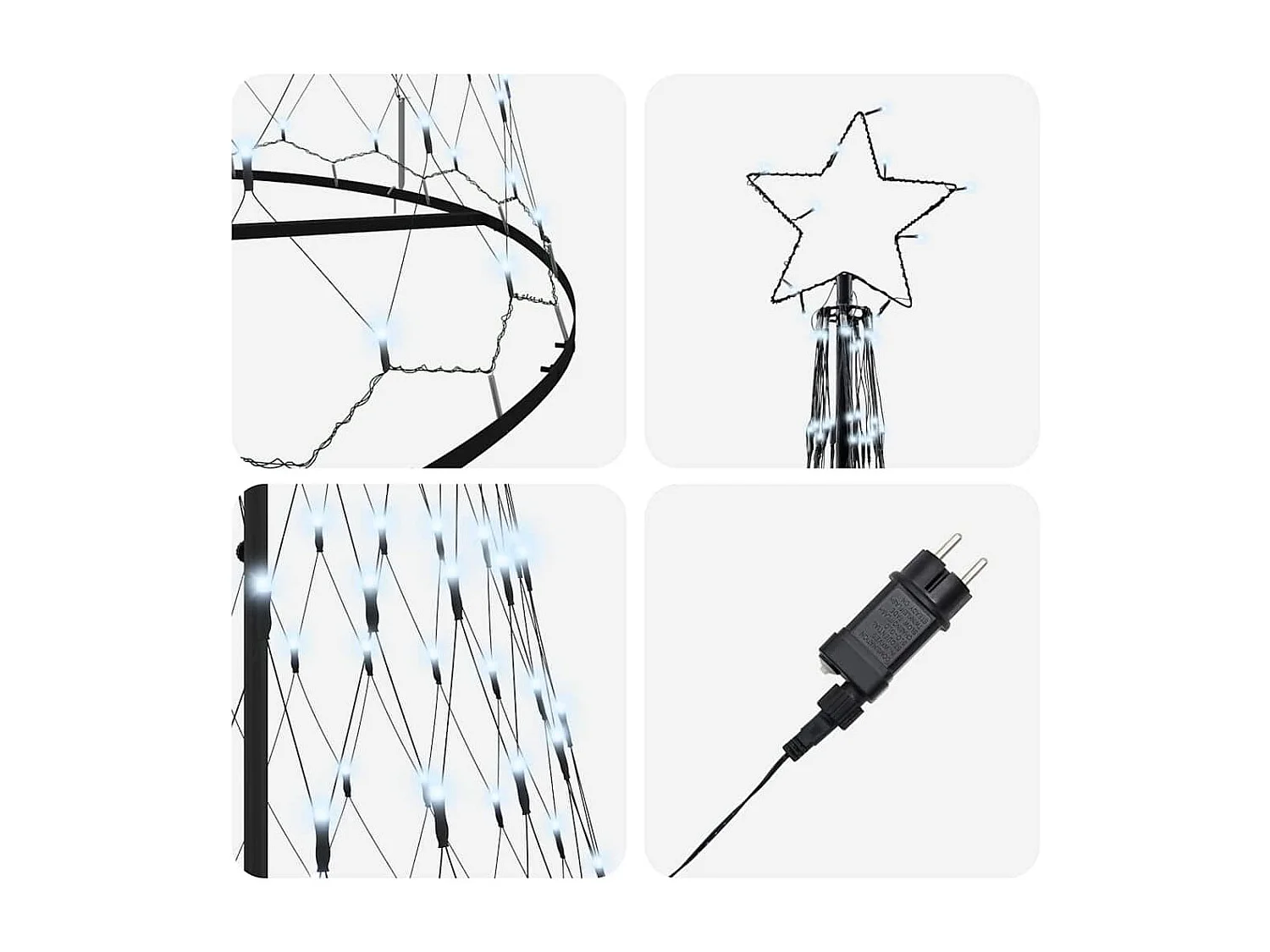 LED Weihnachtsbaum Kaltweiß 138,5 x 138,5 x 399 cm Metall