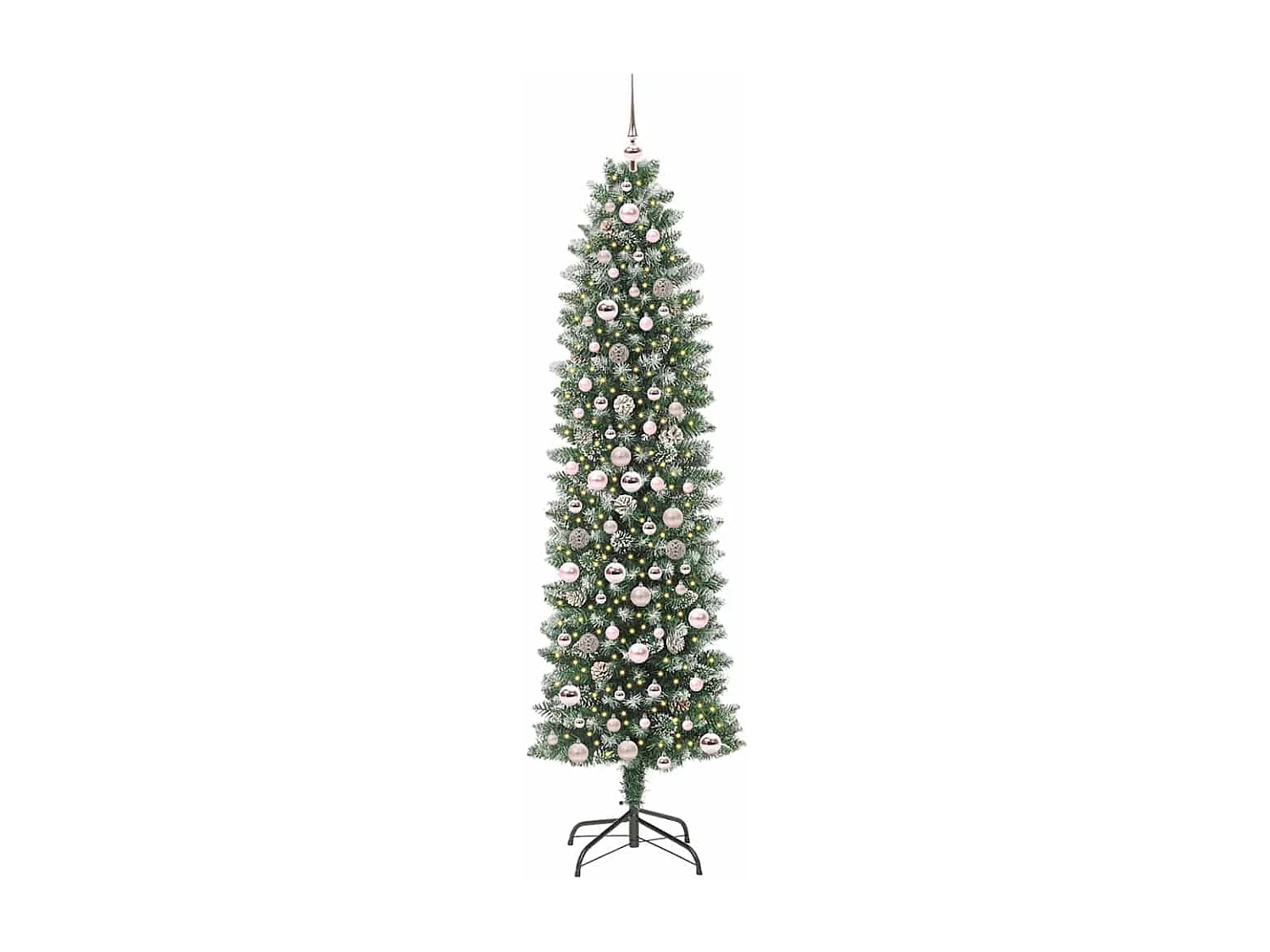Arbre de Noël artificiel slim avec 300 LED Vert et blanc 210 cm
